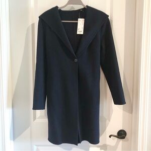NWT uniqlo women double face hooded coat navy XS